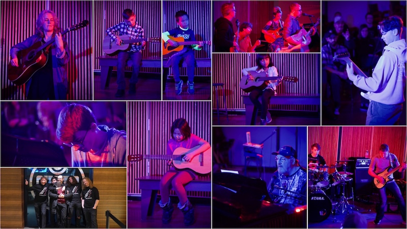 guitar and piano students performing